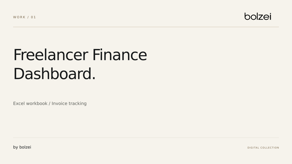Bolzei Freelancer Finance Dashboard — Excel workbook and invoice tracking