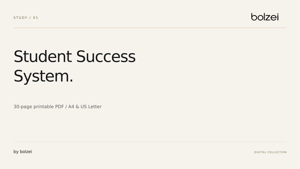 Bolzei Student Success System — 30-page printable planner in A4 and US Letter