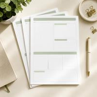A4 study planner printable pages arranged on a desk with pen